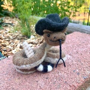 Rattlesnake Rick - Needle Felted Snake, Wire Armature Animal Wool Figurine